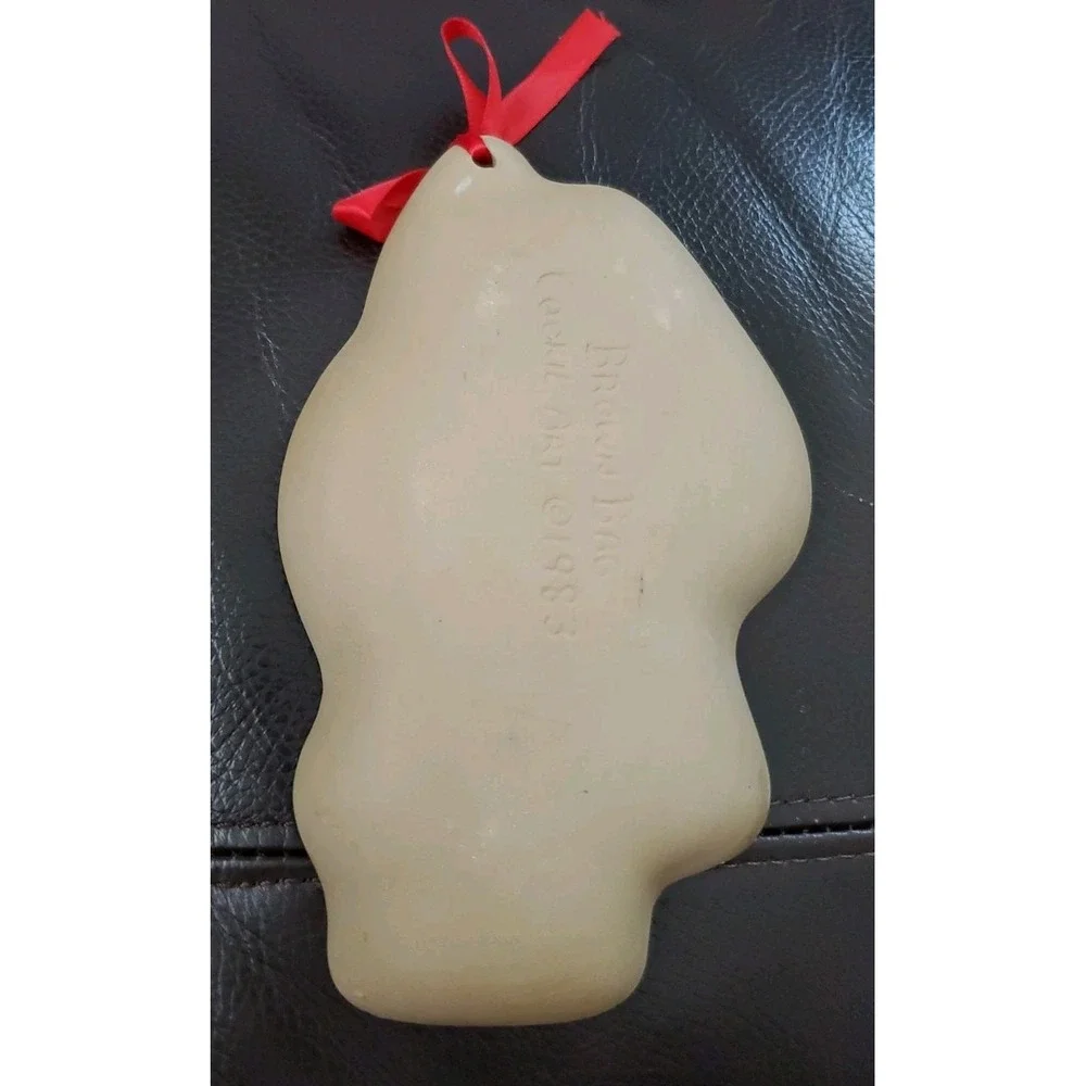 Vintage 1983 Brown Bag‎ Christmas Cookie Art Clay Mold Stamp Santa Claus 7.25